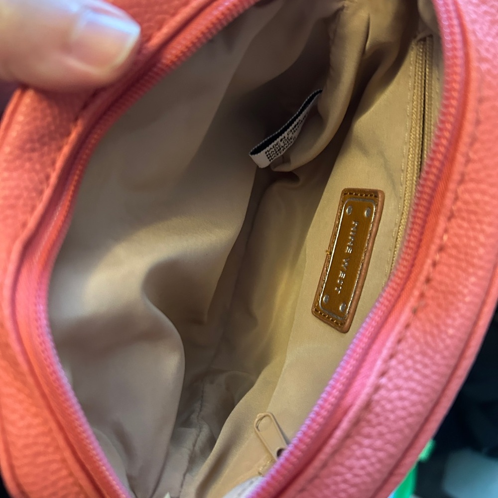 Nine West Coral-Pink Pebbled Crossbody Bag with Chain Strap - Picture 9 of 9